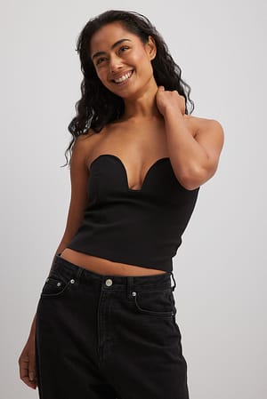 Black Tight Fit Round Shape Top