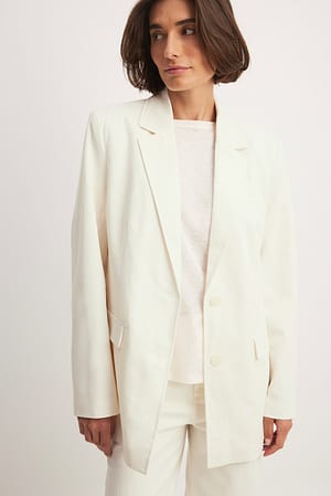 Cream/White Top Stitch Oversized Blazer