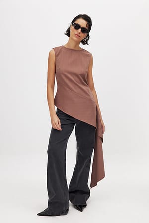 Brown Trail Detail Tailored Top