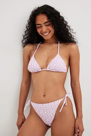 Flower Print Tie Strap Bikini Pantie