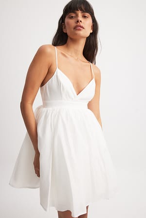 White Triangle Chest Detail Mini Dress