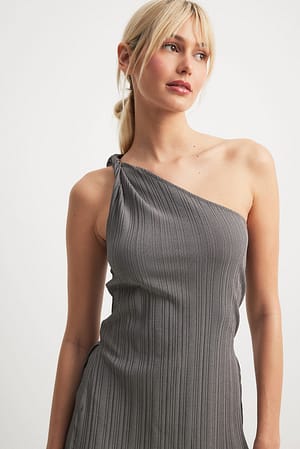 Dark Grey Twist Shoulder Top