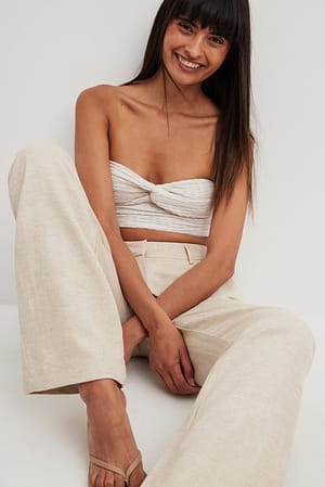 White Twist Structure Tube Top