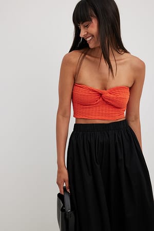 Orange Twist Structure Tube Top