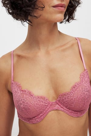 Dusty Pink Underwired Lace Bra