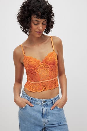 Orange Underwired Lace Corset