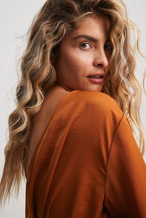 Rust V-back Draped Blouse