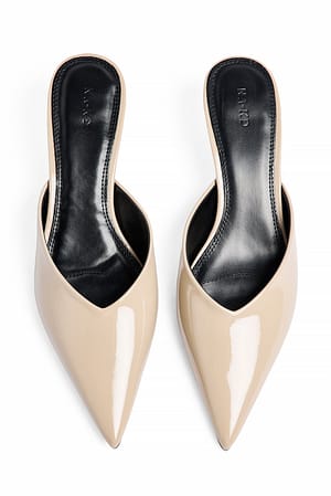 Light Greige V-Cut Pump Mules