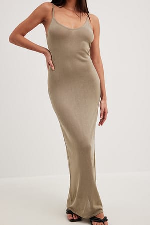 Mole V-neck Knitted Long Dress