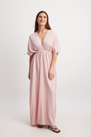 Dusty Rose V-neck Front and Back Maxi Dress