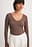 V-Neck Ribbed Long Sleeve Top