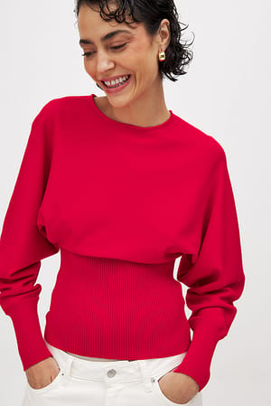 Red Voluminous Knitted Sweater