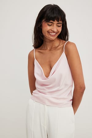 Blush Pink Waterfall Satin Top