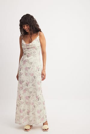 Wallpaper Floral Waterfall Mesh Maxi Dress