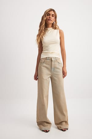 Sand Wide High Waist Jeans