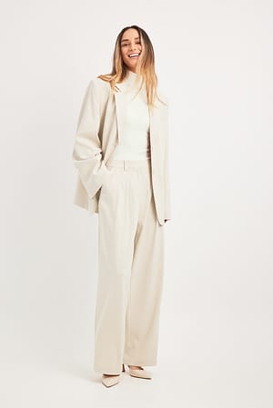 Sand Wide High Waist Suit Pants