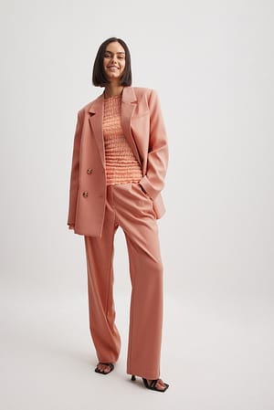 Apricot Wide Pleated Suit Pants