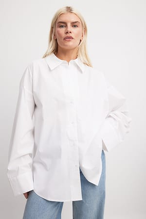 White Wide Sleeve Oversized Shirt