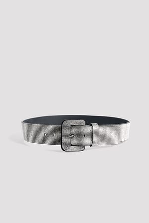 Black/Silver Wide Sparkling Belt