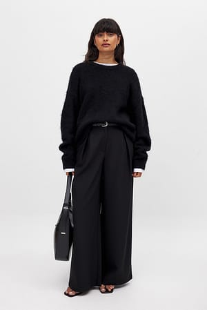 Black Wool Blend Oversized Sweater