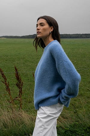 Light Blue Wool Blend Oversized Sweater