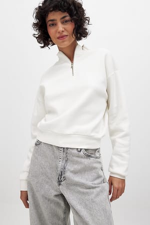 Off White Zip Detail Sweatshirt